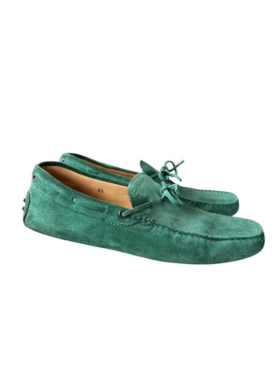 Tod\'s City Gommino Driving Suede Loafers Green mens size 8,5 shoes made in Italy main image 12